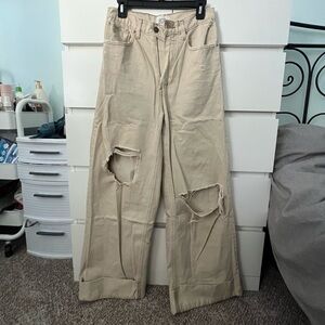 URBAN super wide leg jeans with knee rips